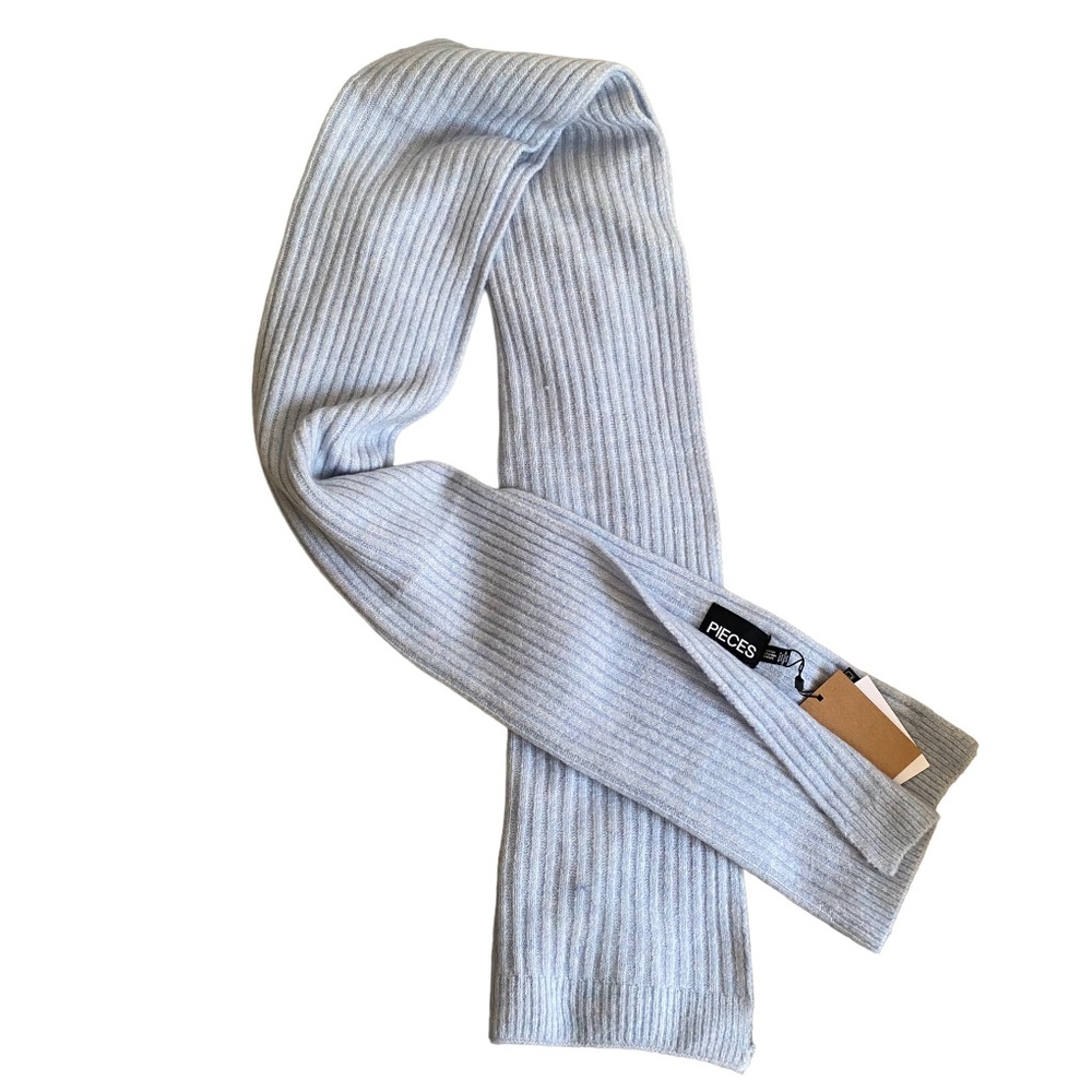 Pieces Light Blue Ribbed Scarf
